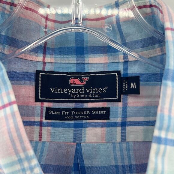 Vineyard Vines Men's Slim Fit Tucker Shirt - Pink/Blue - Medium - Picture 3 of 5